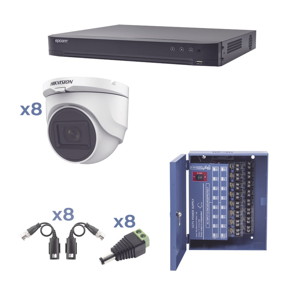 Kit TURBOHD 1080p / DVR 8 Canales / 8 Cámaras Turret (exterior 2.8 mm) / Conectores / Transceptores / Fuente de Poder - Kit TURBOHD 1080p / DVR 8 Canales / 8 Cámaras Turret (exterior 2.8 mm) / Conectores / Transceptores / Fuente de Poder -